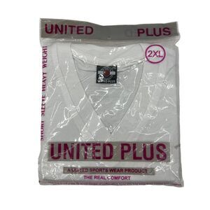 Vintage United Plus Under Shirt Mens 2XL White Ring Spun Cotton Short Sleeve